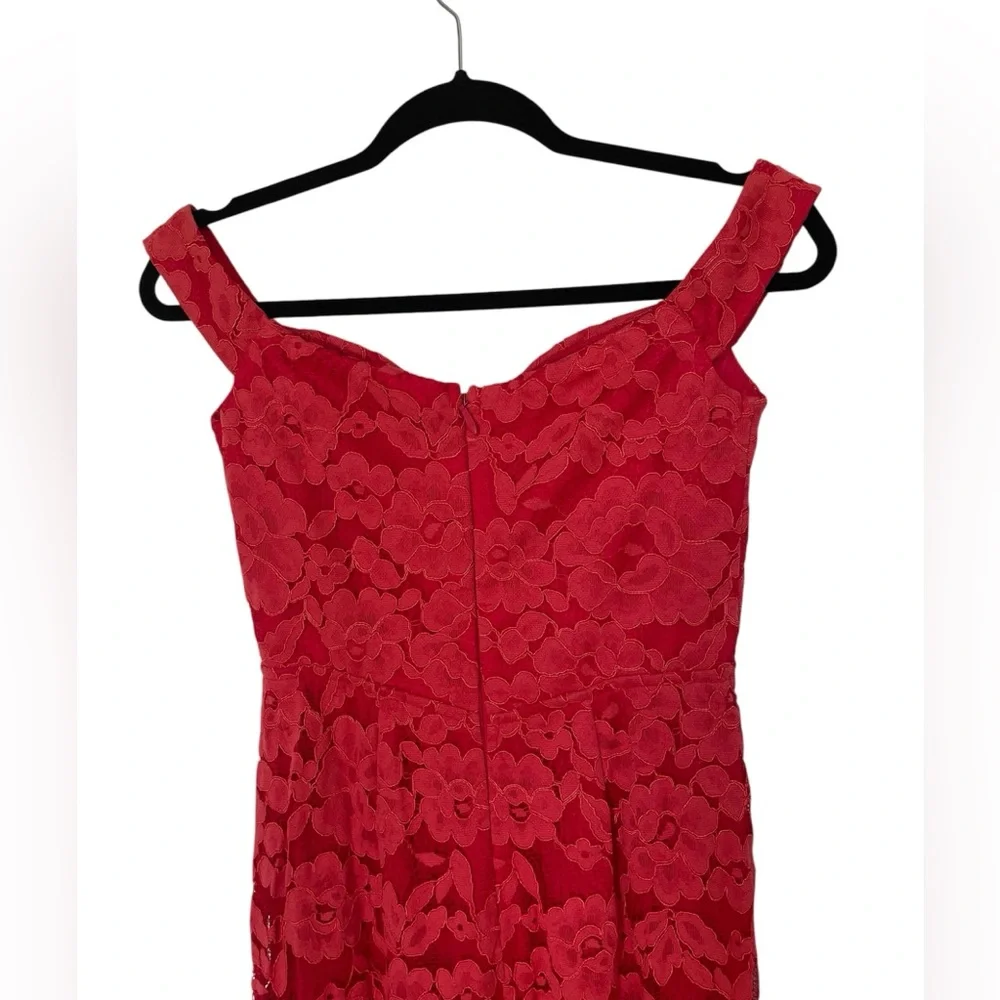Lulus Red Lace Off-the-Shoulder Maxi Dress Size Small Mermaid Skirt - Picture 5 of 9